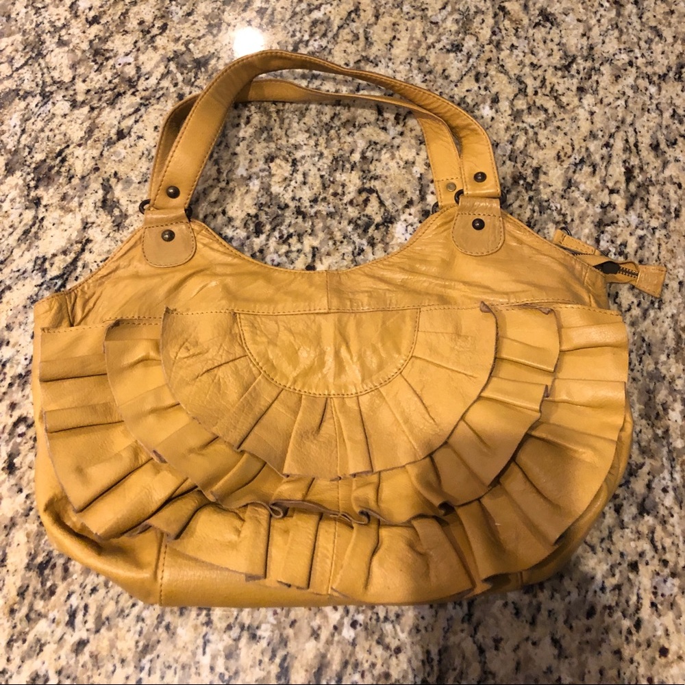 Anthropologie yellow leather purse